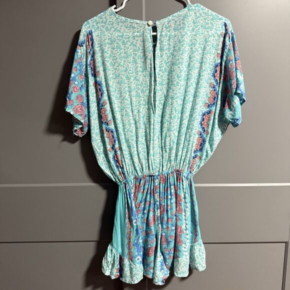 Tiare Hawaii Women Flowy Short Sleeve Romper M/L Multicolor Vacation Beachy - Picture 4 of 6
